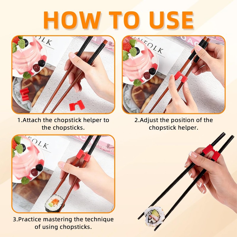 Pack of 8 Chopstick Helper, Training Chopsticks Helper Connector for