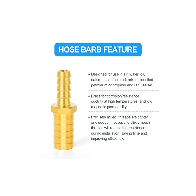 ERGAOBOY 5 Pcs 6 mm x 8 mm Brass Reducing