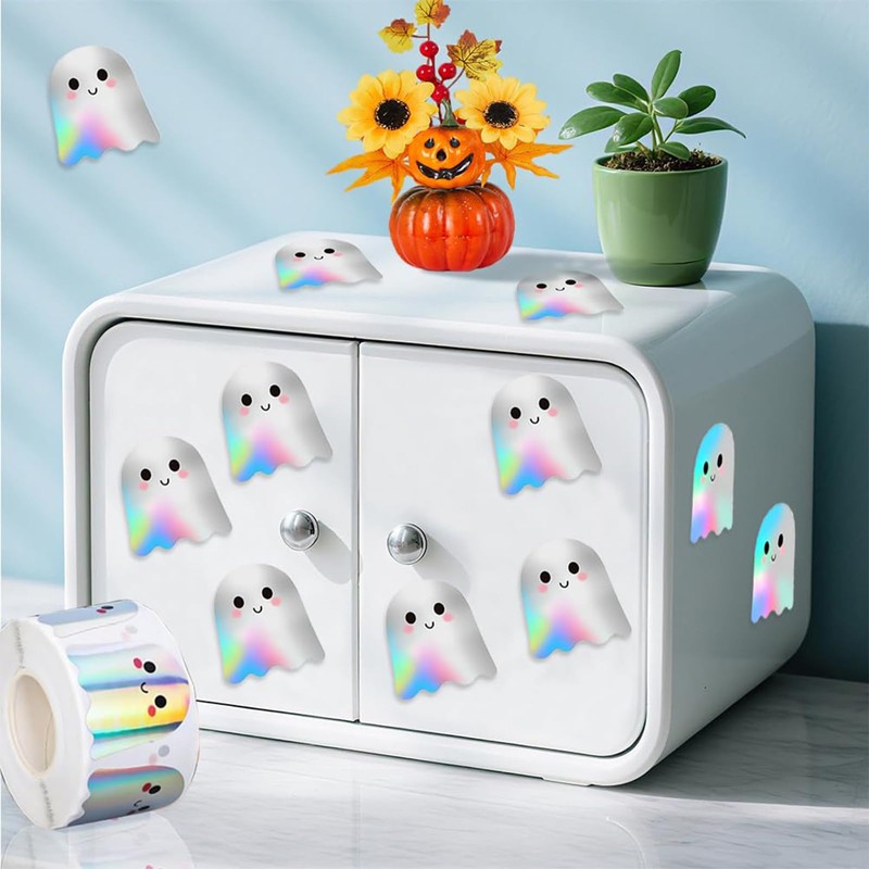 500Pcs Halloween Ghost Stickers Roll for Kids Crafts Gift Bag