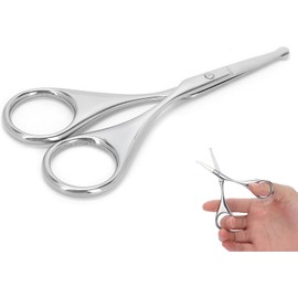 Yinhing Tijeras para Bigote, Tijeras para Pelo de Nariz de Acero Inoxidable, Tijeras de Pelo de Nariz, Tijeras de Punta Redondeada para Cejas, Nariz, Bigote, Barba (MJ-WB090)