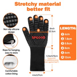 SSPGOOD High Quality BBQ Grill Gloves Oven Gloves Heat Resistant up to 800 °C