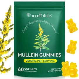 Beyxdu Mullein Gummies for Lungs Mullein Leaf Extract for Lungs 2000mg Mullein Gummies for Lungs, Respiratory Digestive Immune Support, 60 Gummies
