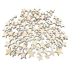 NAMVO 200pcs Mixed Size Natural Wood Color Little Star Shaped Wooden Crafting Sewing Scarpbooking DIY Buttons