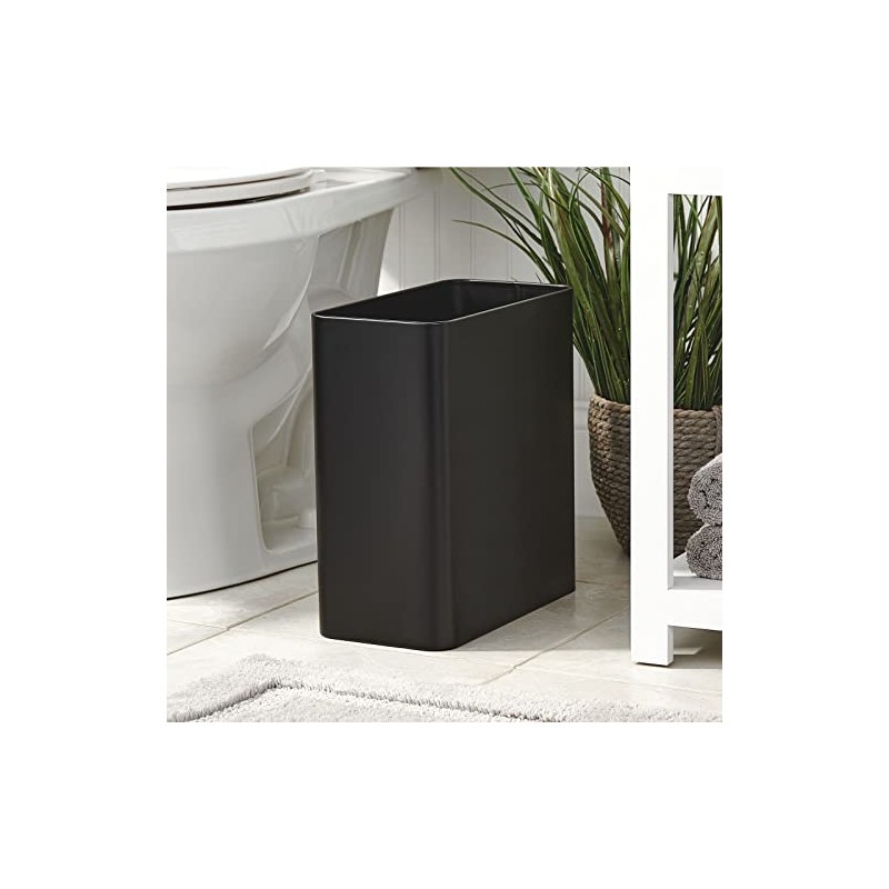 mDesign Decorative Trash Can, 12" x 6.25" x 13", Black