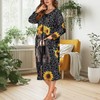 ZIATUBLES Sunflower Leopard Highland Cow Print Zipper Front Robes Women
