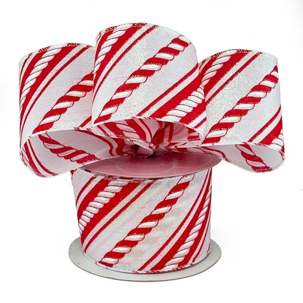 2 1/2" X 10 Yards Red/White Candy Cane STRPS Wired