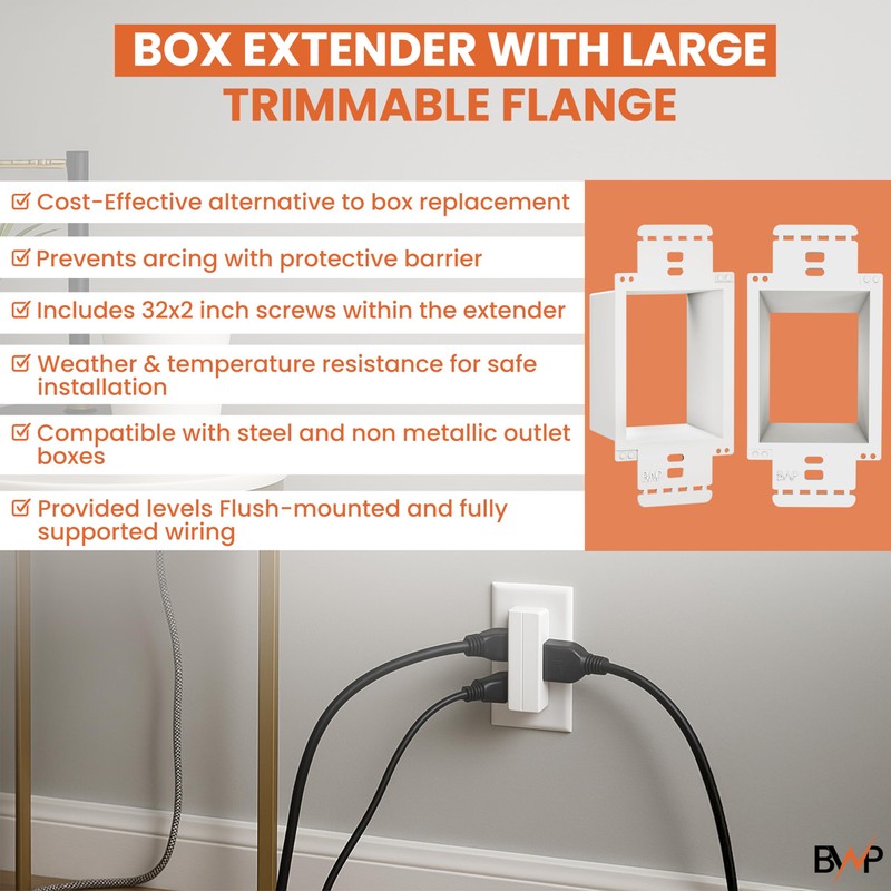 BWP 10 Pack Electrical Outlet Box Extender 1 Gang -