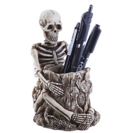 JIAMIAN Skull Pen Holder, Storage Bucket, Makeup Brush Holder, Pen Holder Creative Desktop Accessories Multipurpose Pencil Holder, for Home Office Desk