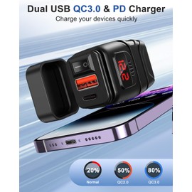 EXTRACTME Motorcycle USB Charger, 30W USB Type C PD & 24W QC3.0 Motorcycle Phone Charger with Voltmeter & ON/Off Switch, SAE to USB Motorcycle Accessories for Phone, Tablet, GPS, etc