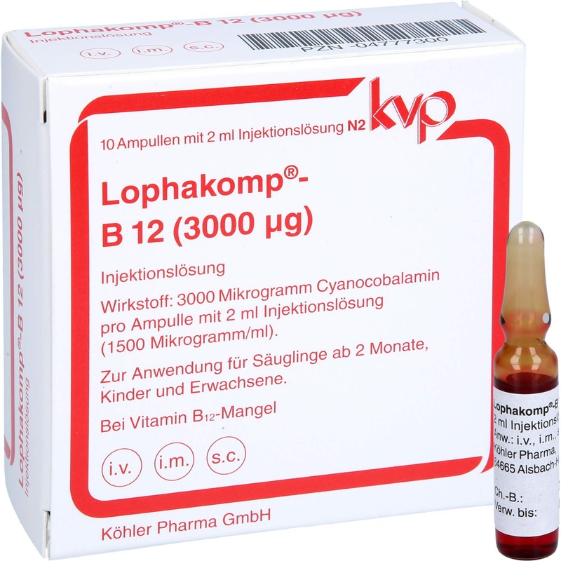 LOPHAKOMP B12 3.000 µg Injektionslösung 10X2 ml