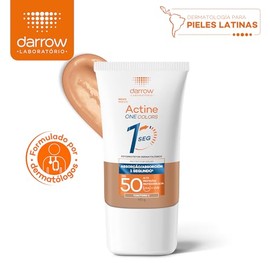 Darrow Protector Solar Facial Dermatológico con Color Actine One Colors FPS50, Bloqueador Solar Facial con Acido Hialuronico, Toque Seco, Protección U