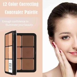 Carla's Secret Makeup Concealer Palette - 12 Color Face Blush Palette for Long-Wearing Coverage. Natural-Looking, Skin-Friendly Formula that Brightens Skin