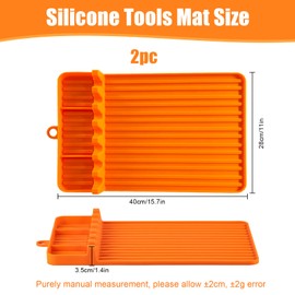 TIKNIK Griddle Grill Silicone Tools Mat 2 Pcs, Grill Side Shelf Mat, High Temperature Resistance Silicone Griddle Tools Mat for Outdoor Grill Kitchen Counter and Multiple BBQ Grill Tools