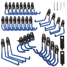 ZexHok Garage Hook Heavy Duty Wall Storage Hangers, 32 Pack Garage Storage Hooks Steel Tool Blue for Ladders, Ropes, Garden Tools
