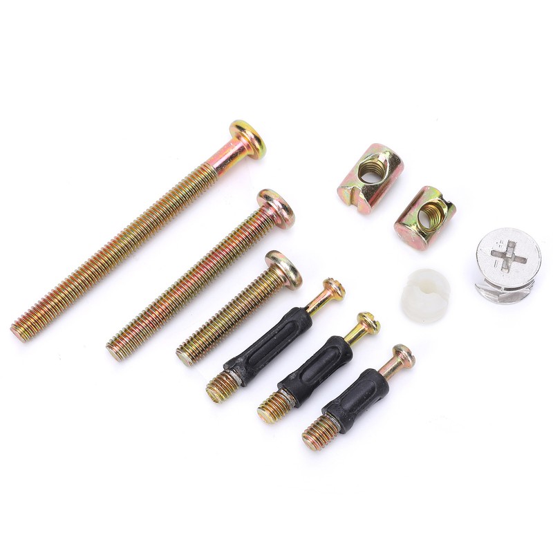 125Pcs Furniture Hardware Screw PreInserted Nut Eccentric Wheel 3in1 Connecting