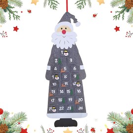 Felt Advent Calendar Santa, Christmas Advent Calendar Felt, DIY Santa Felt Calendar, Christmas Tree Advent Calendar, Fabric Christmas Advent Calendar, for Christmas, Decoration (Grey)
