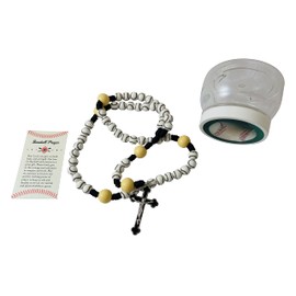 Westmon Works Baseball Rosary Deluxe Set Sports Ball Beads with Holy Card in a Protective Jar