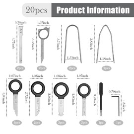 YGDMD 20PCS Radio Removal Tool Kit,Stainless Steel Car Stereo Removal Tool for Radios,Navigation Equipment,Stereo Systems,Universal Multi-Purpose Plastic Fastener Removals Tools
