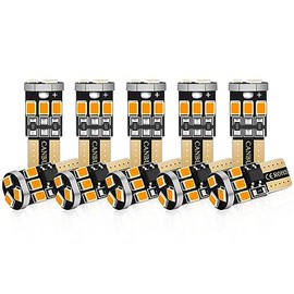 Audak - Bombilla LED 194 T10 W5W 2825 158 192 168 Canbus 9SMD 2835 Chipset ámbar amarillo extremadamente brillante, sin polaridad, para luz interior de techo, mapa, puerta, cortesía, matrícula, baúl