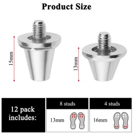 Rugby Studs Metal Football Boots Replacement Shoe Alloy Nylon Plastic Anti Slip Sturdy Aluminium Transparent Soft Ground Thumb Rubber for Men boy Kids Adults Shoes Silver