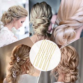 Mbsomnus 200pcs Hair Pins for Buns 7cm Bobby Pins Blonde U-Shaped Hair Pins Long Bun Pins with Storage Box Hair Grips for Thick Hair Women Girls Wedding Hair Styling Hair Accessories