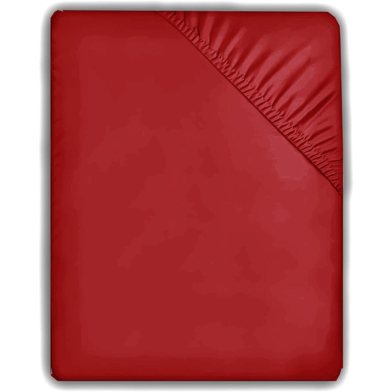 EV DEKOR®MF0001 Fitted Sheet King, Red - Deep Pocket Bedsheet