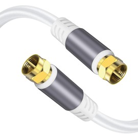 Tiierzon RG6 Coaxial Cable 20FT，Low Loss High Speed Coax Cable Cord Extender for HD TV, Dish, Satellite, Antenna, TV Cable (White, 20FT)