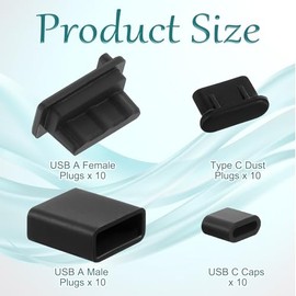 40 piezas de 4 tipos de funda USB, cubierta de puerto USB de silicona, enchufe a prueba de polvo para USB-A hembra/macho, tapa tipo C tipo C tapas de puerto de carga, puerto USB-C, protección