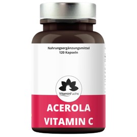 Acerola Vitamin C Capsules - Natural Vitamin C High Dose Supported: Immune System Skin, Fatigue & Stress, Vegan VitaminFuchs