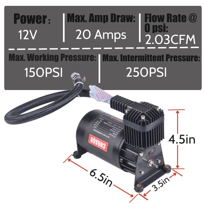 150PSI 3/8NPT Heavy Duty Air Train Horn/Air Ride Suspension Compressor