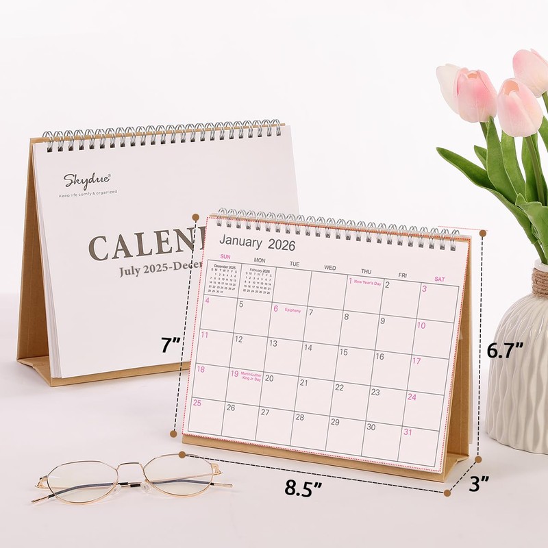 SKYDUE Small Desk Calendar 2026-2027, Jan. 2026 to Jun. 2027,