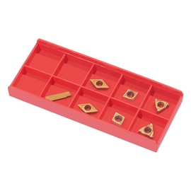 7pcs CNC Carbide Insert Cutter Indexable Lathe Milling Inserts Turning Tools with Box for Steel 12mm Shank ToolHolder(Replacement Inserts-Gold)