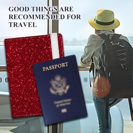 ATJFKIXL Passport Holder for Travel Essentials, RFID Premium Leather Passport Wallet Cover Case for Travel Must Haves Accessories, Passport Book Holders for Women Men Luxury Red Pattern