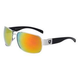 Khan Dipstick - Squared Aviators Sunglasses (Red Silver)
