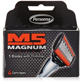 Personna M5 Magnum Razor Blades with Trimmer, 4 Ct Refill Blades (2 Pack) by Personna