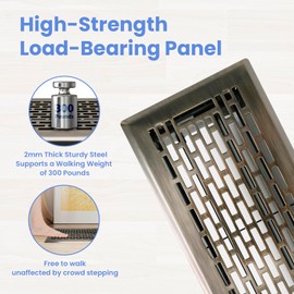 Howeall 4x12 Inches Heavy Duty Walkable Floor Register - Easy Adjust Air Supply Lever Decorative Floor Vent Covers - Boston Design Vent Covers for Home - Antique Brass