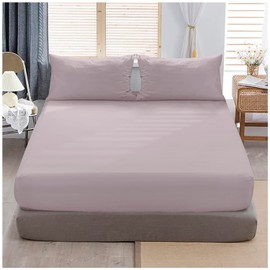 Easy Care Double Fitted Sheet Deep With 16 Inch (40 Cm) Depth, Soft Warm Elasticated Corner Bed Sheets For Double Bed, Grey Bedding, 137X190 Cm