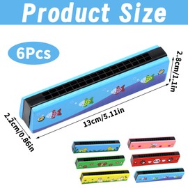 6 Pcs Harmonica Kids, Harmonica, Harmonica for Beginners with Double Row 16 Holes,Educational Harmonica for Toddler, Kids, Adults Beginners' Musical Instrument Toy Present(6 Styles)