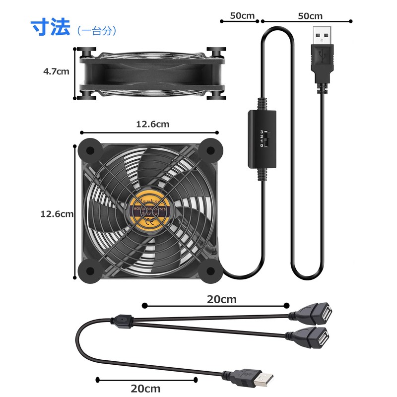 Mauknci USB Fan, 4.7 inches (12 cm), Silent Cooling Fan,