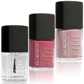 Dr’s Remedy 3 Pack Nail Polish Kit, Feeling Rose-Y Trio, All Natural Enriched Nail Strengthener Non Toxic and Organic - TOTAL Two-in-One/RELAXING Rose/RESILIENT Rose