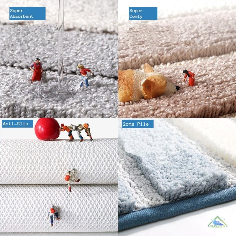 SWISSPACK 60X40 CMS Microfiber Bath Mat for Bathroom, Non-Slip Super