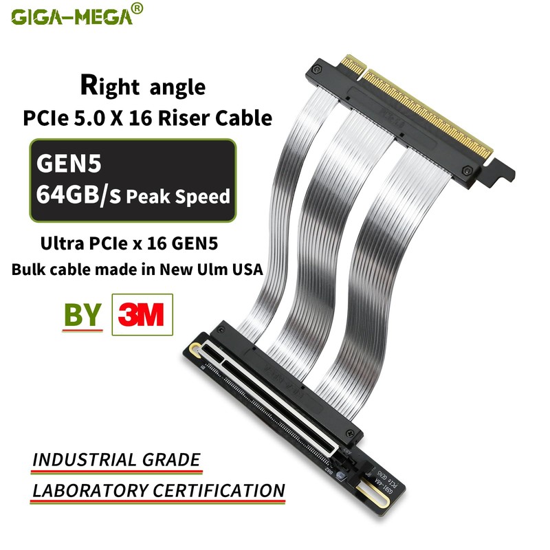GIGA-MEGA PCIe 5.0 X16 Riser Cable GPU Extension Cable GEN5