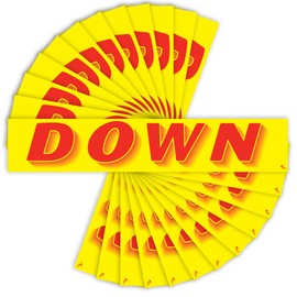 Versa Tags Dealership Stickers 12 Pack of Down Stickers Car Lot Windshield Slogan Decals RV Truck Auto Dealer Window for Down Stickers Red On Yellow