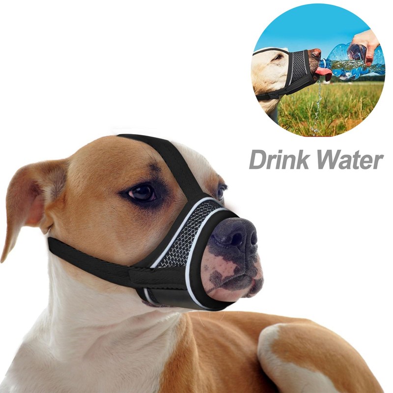 Black Dog Muzzle, Breathable Comfortable Mesh Muzzle for Dogs, Dog