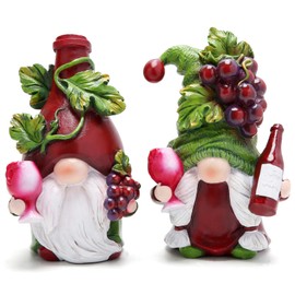 Hodao 2PCS Red Wine Gnomes Decorations Anniversary Reception Wine Gnomes Ornaments Decor Gifts Spring Grape Gnomes Figurines Wine Gnomes for Wine Bar Decor Wine Sculptures Gift for Wine Lover