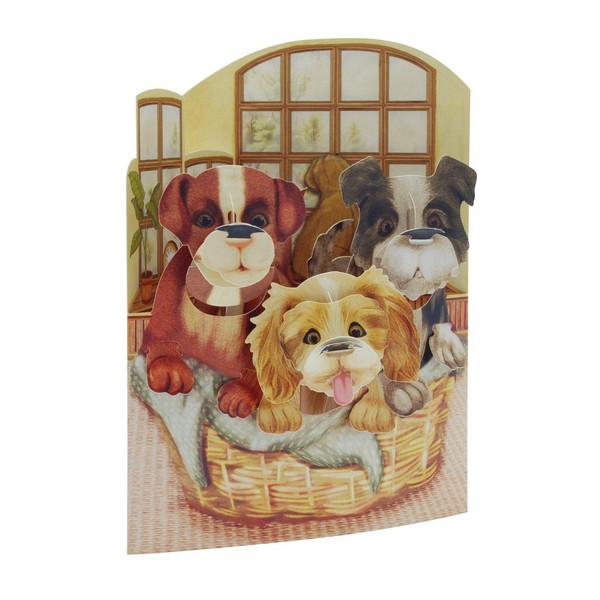 Santoro 3D Swing Greeting Card, Puppies in A Basket