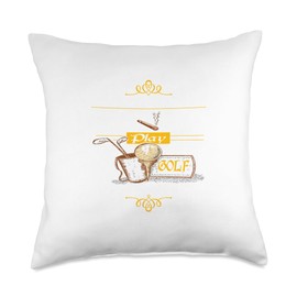 Funny Golf Themed Tees Funny Tees-Just Want to Smoke Cigars Play Golf T-Shirt Throw Pillow, 18x18, Multicolor