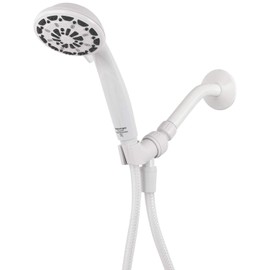 Aqua Vista 4-in. Polished Handheld Shower Head with 6 Spray Settings 8364010, Hand Held Shower Head with Long Hose Works as Spa Shower Head and Massage Shower Head, High Pressure Shower Head