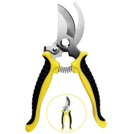 NTEK Pruning Shears Sharp Blade Bypass Hand Pruner, Stainless Steel Blades Professional Garden Clippers Bypass Secateurs, Tree Trimmers Secateurs, Garden Pruner, Gardening Scissors (YELLOW)