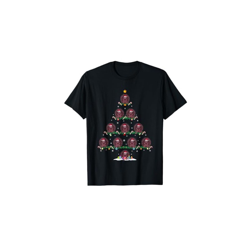 Porcupine Christmas Tree Pajama Men Women Kids Ugly Xmas T-Shirt